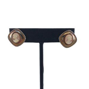 Vintage Resin Cameo Earrings Post Back Studs